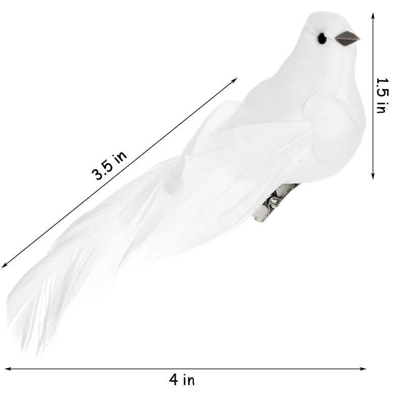 Okllen 12 Pack Artificial White Birds, Feathered Mini Doves Decor with Clips, White Dove Ornaments for Christmas Tree Home Garden Wedding Party DIY Decoration - Image 2