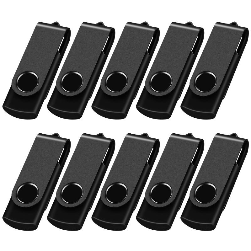 AreTop 8GB USB Flash Drive 10 Pack USB 20 Thumb Drives Memory Stick Swivel Jump Drive USB Stick for Storage and Backup 10 Pack 8GB Black - Image 2