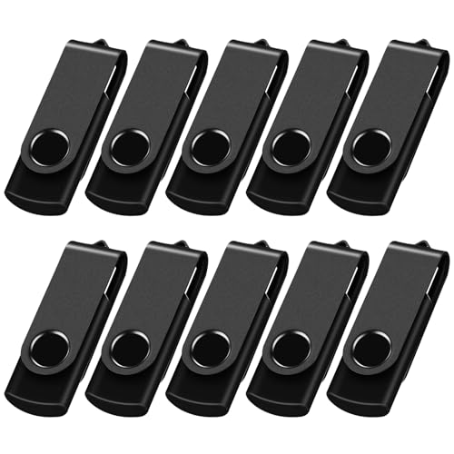 AreTop 8GB USB Flash Drive 10 Pack USB 20 Thumb Drives Memory Stick Swivel Jump Drive USB Stick for Storage and Backup 10 Pack 8GB Black - Image 1
