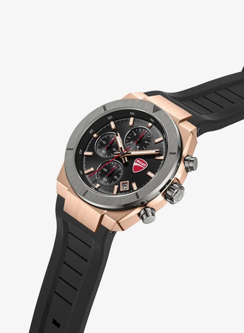 دوكاتي Frontier Black Dial, Silicone Strap, Chronograph Watch for Men, 43mm