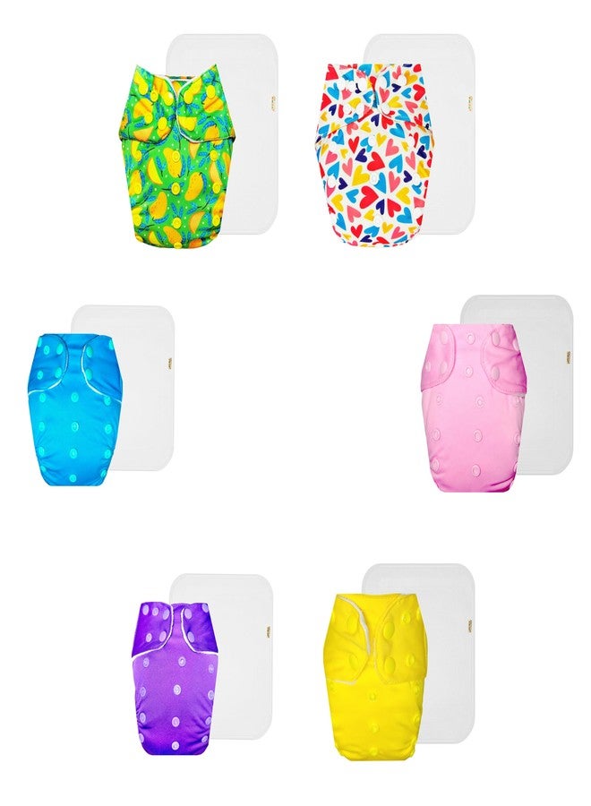 Dumbledo Premium Cloth Diaper with Cotton Insert (Pack of 6) | Dry Feel and Comfortable | 6-Layer Absorbent Pad | Travel Friendly | Ideal for Toddlers | 3 Months - 3 Years | Unisex Baby - Image 1