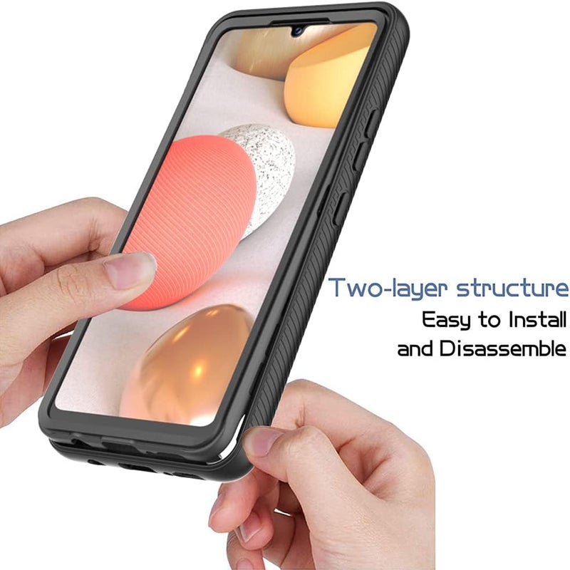 زيني غطاء لهاتف Samsung Galaxy A42 5G، حماية صدمات 360 درجة مع حماية شاملة وواقي شاشة مدمج، غطاء خارجي متين بإطار، أسود - Image 5