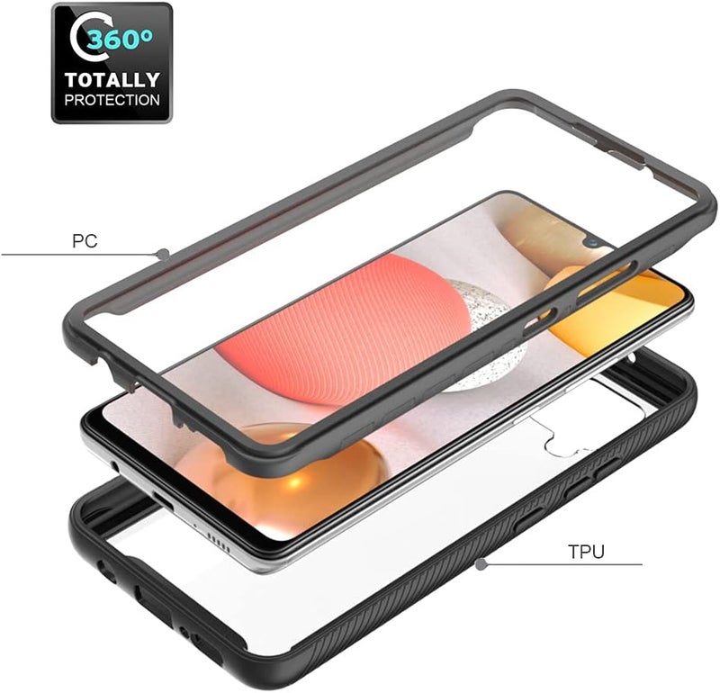 زيني غطاء لهاتف Samsung Galaxy A42 5G، حماية صدمات 360 درجة مع حماية شاملة وواقي شاشة مدمج، غطاء خارجي متين بإطار، أسود - Image 2