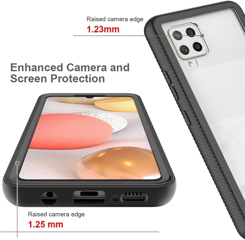 زيني غطاء لهاتف Samsung Galaxy A42 5G، حماية صدمات 360 درجة مع حماية شاملة وواقي شاشة مدمج، غطاء خارجي متين بإطار، أسود - Image 3