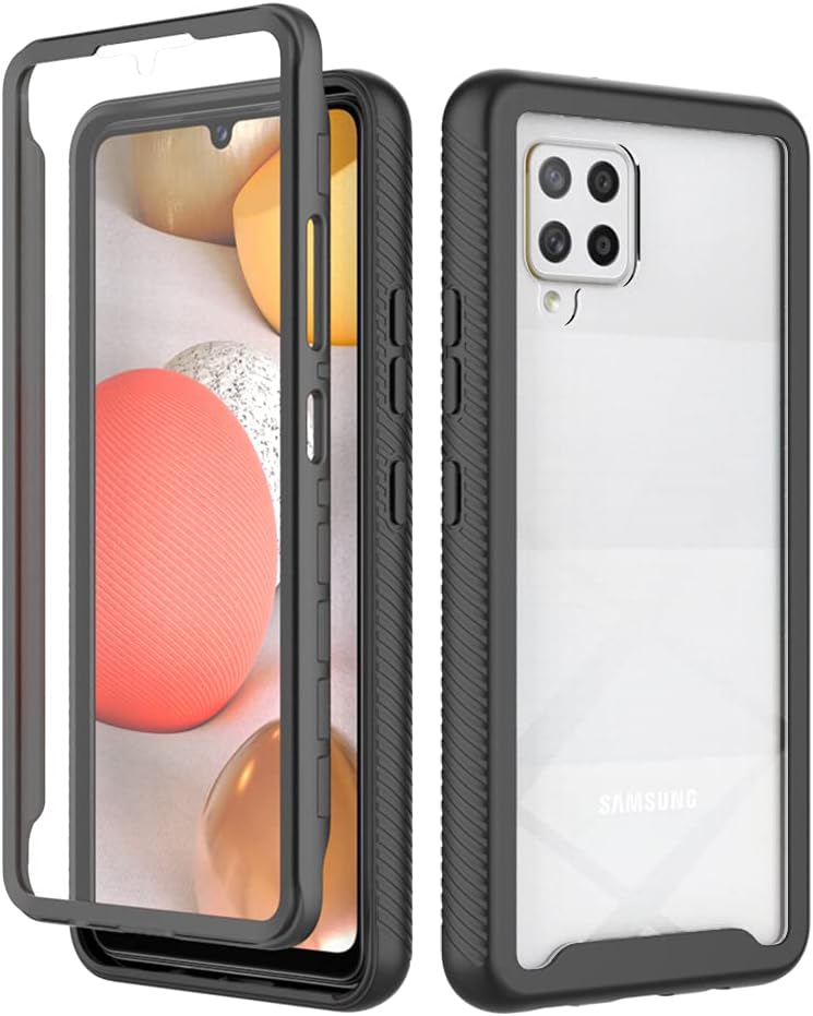 زيني غطاء لهاتف Samsung Galaxy A42 5G، حماية صدمات 360 درجة مع حماية شاملة وواقي شاشة مدمج، غطاء خارجي متين بإطار، أسود - Image 1