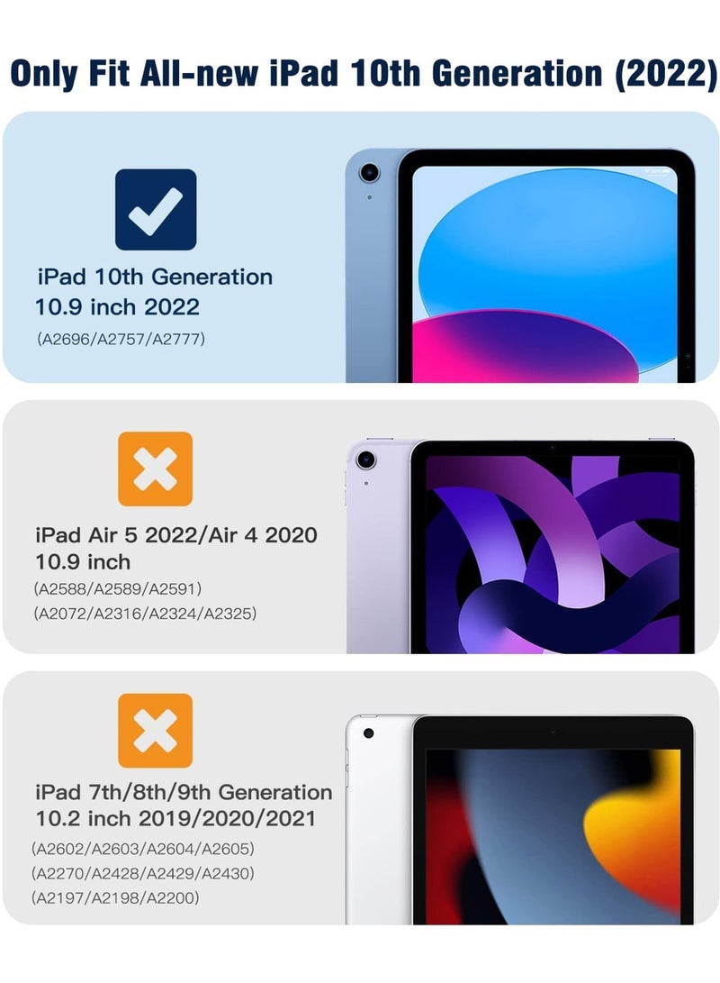 Case for iPad 10th Generation 2022 iPad 10 Case with Pencil Holder Hybrid Slim Tri-fold Stand Protective Cover for iPad 10.9 inch Smart Shell with Clear Back Auto Wake/Sleep - Image 2
