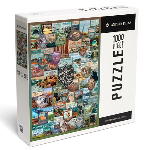Lantern Press 63 US National Parks Collage Jigsaw Puzzle 1000 Pieces Made in USA EcoFriendly UniqueCut Design Includes Reference Poster Travel Puzzle Gift for Adults Families Nature Lovers - Image 1