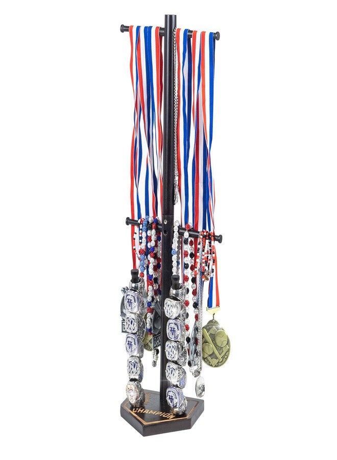 DigNew Baseball Ring Holder With Medal Hanger,Wooden Championship Memorabilia Display Holder Accessories,Baseball or Softball Drip Necklace Organizer Holder,Jewelry Organizer,23Inch x 8.6Inch - Image 1