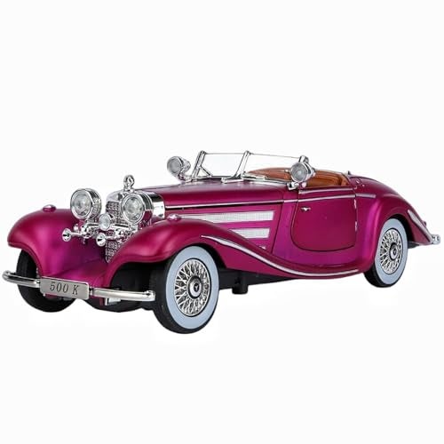 DEOXY 1:24 Vintage Car with Openable Door, Sound, Light Pull Back Collection Decorate Metal Model Car Toys(Vintage Toy), Pink - Image 1