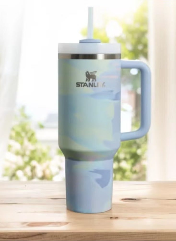 Stanley Adventure Quencher H2.0 40oz 1.18L – Cool Serene Brushstroke, Stainless Steel Vacuum Insulated Tumbler with Lid & Straw, Keeps Drinks Hot/Cold for Hours, Leakproof, Durable & Portable - Image 1