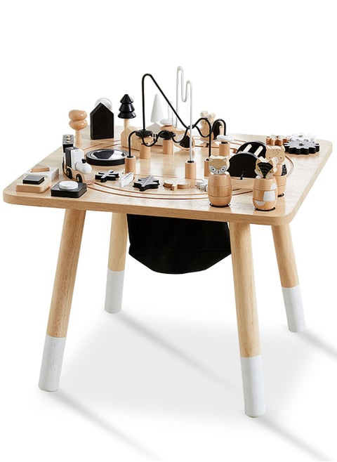 Montessori Wooden Activity Table, Baby Activity Cubes for Kids, Toddler Sensory Table, Baby Standing Activity Center, Play Table