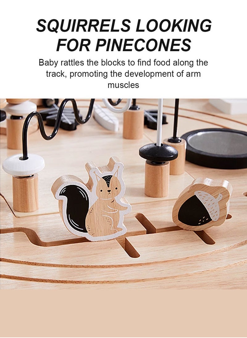MaBaby - Montessori Wooden Activity Table, Baby Activity Cubes for Kids, Toddler Sensory Table, Baby Standing Activity Center, Play Table - Image 1