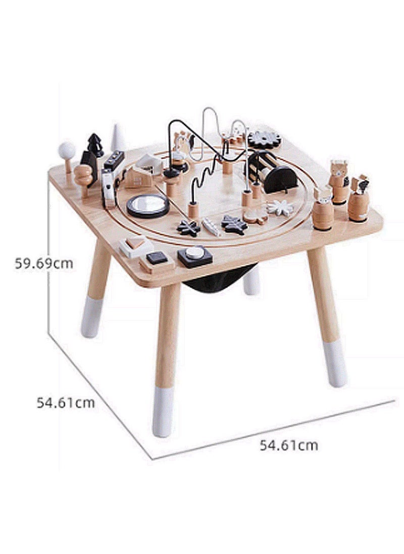 MaBaby - Montessori Wooden Activity Table, Baby Activity Cubes for Kids, Toddler Sensory Table, Baby Standing Activity Center, Play Table - Image 1
