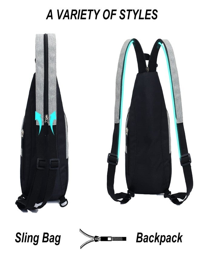 Peicees Mini Sling Bag for Women Mens Convertible Crossbody Backpack Small Shoulder Bag Chest Daypack with Zipper Strap - Image 3