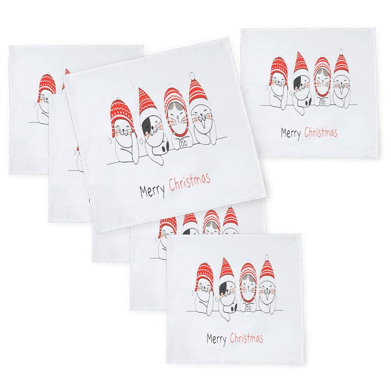 Khakee 6 Pcs Christmas Theme Silk Table Napkins 10x 10 for Xmas Decoration Christmas OrnamentsChristmas Giftxmas21320 - Image 1