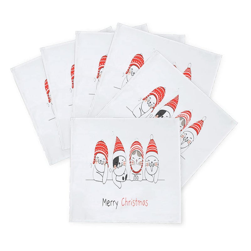 Khakee 6 Pcs Christmas Theme Silk Table Napkins 10x 10 for Xmas Decoration Christmas OrnamentsChristmas Giftxmas21320 - Image 2