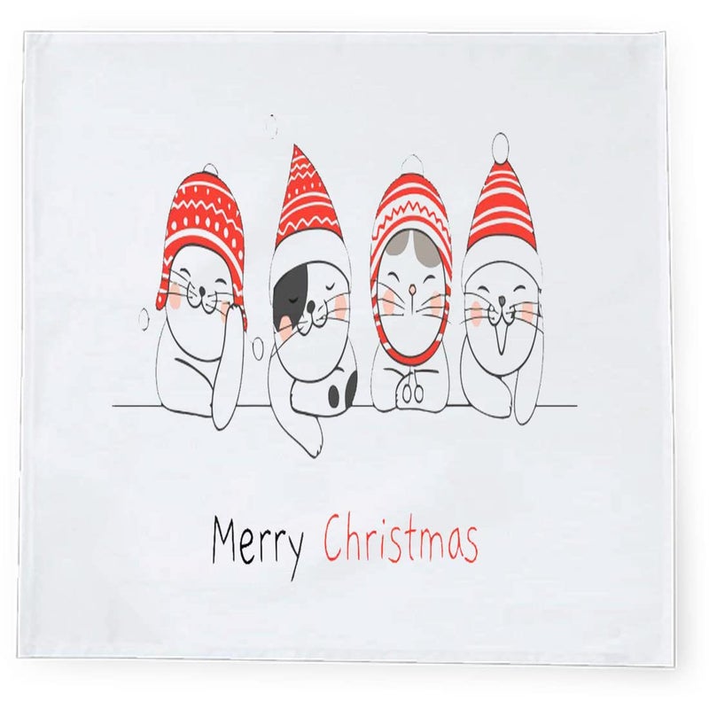 Khakee 6 Pcs Christmas Theme Silk Table Napkins 10x 10 for Xmas Decoration Christmas OrnamentsChristmas Giftxmas21320 - Image 3