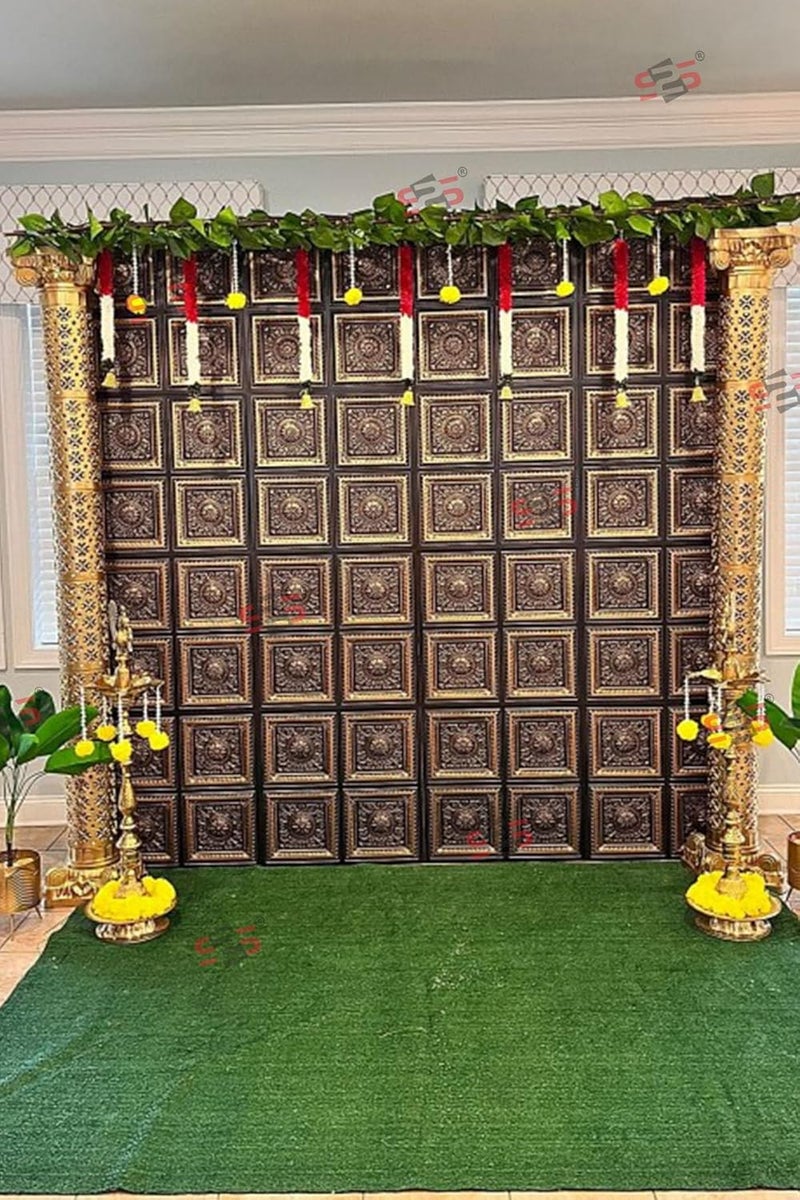 S2S قماش خلفية زفاف تقليدي أنيق | لتزيين بوجا ستارة خلفية تقليدية | ارتفاع 8 أقدام وعرض 5 أقدام - Image 2
