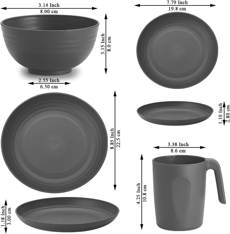 Kyraton Plastic Dinnerware Sets of 32 Pieces Service For 8, Unbreakable And Reusable Light Weight Plates Mugs Bowls Dishes Easy to Carry And Clean Microwave Safe BPA Free Dishwasher Safe - Image 2