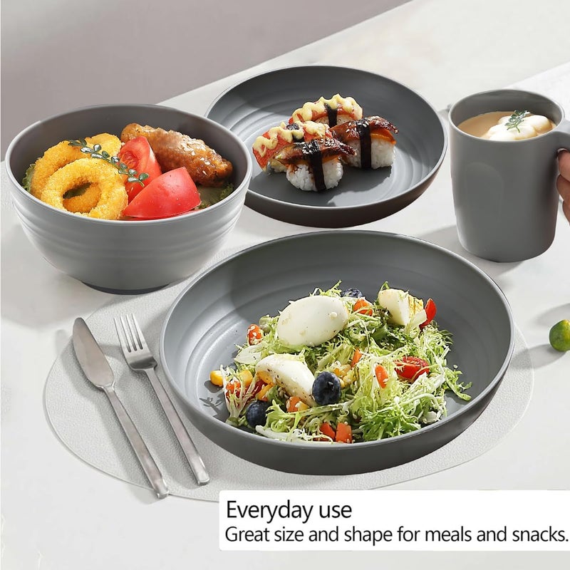 Kyraton Plastic Dinnerware Sets of 32 Pieces Service For 8, Unbreakable And Reusable Light Weight Plates Mugs Bowls Dishes Easy to Carry And Clean Microwave Safe BPA Free Dishwasher Safe - Image 4