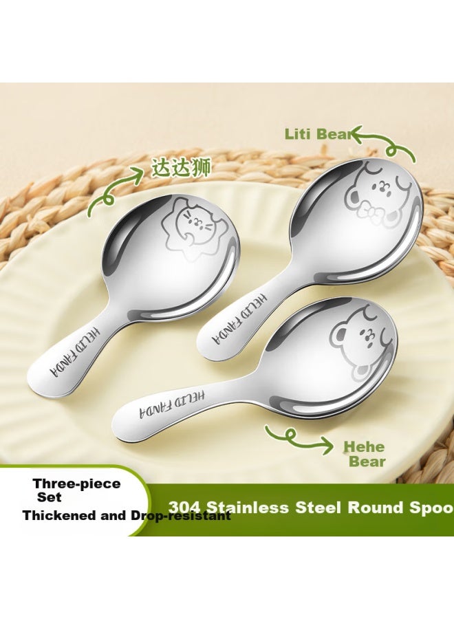 WORTHBUY Worthbuy 304 Stainless Steel Short Handle Round Spoon Portable Soup Spoon Tea Powder Spoon Children's Spoon Mini Dessert Spoon Small Spoon - Image 1