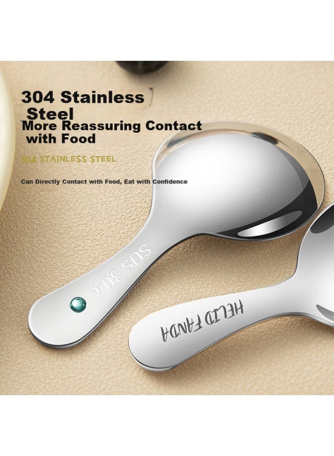 WORTHBUY Worthbuy 304 Stainless Steel Short Handle Round Spoon Portable Soup Spoon Tea Powder Spoon Children's Spoon Mini Dessert Spoon Small Spoon - Image 5