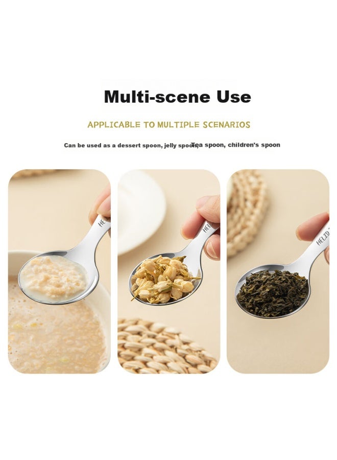 WORTHBUY Worthbuy 304 Stainless Steel Short Handle Round Spoon Portable Soup Spoon Tea Powder Spoon Children's Spoon Mini Dessert Spoon Small Spoon - Image 4