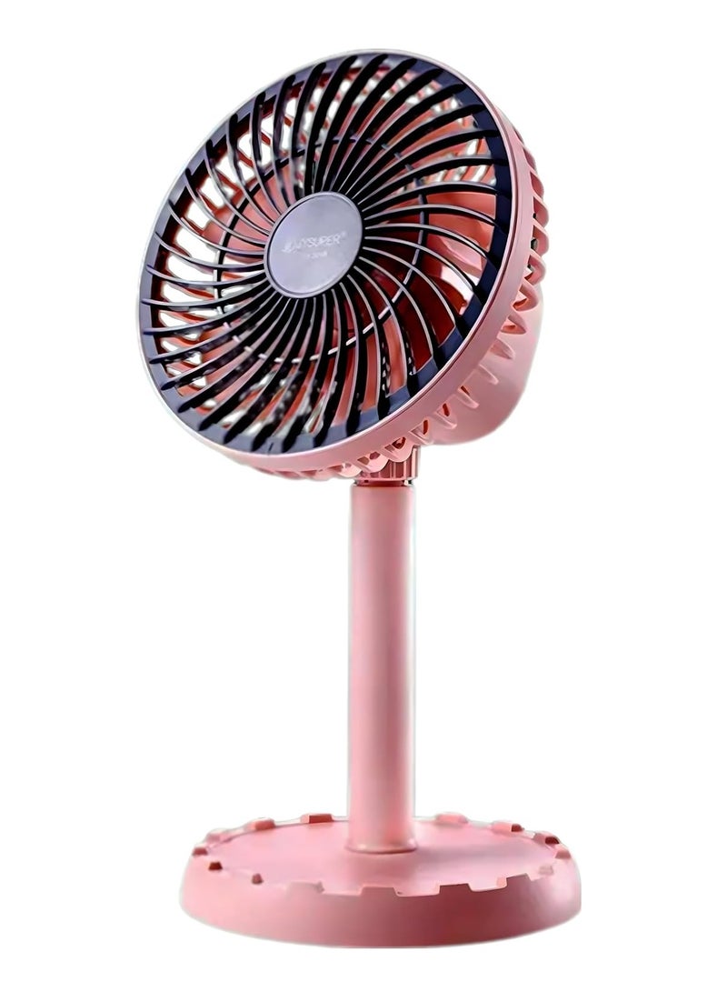 Reko Rechargeable Portable Mini Table Fan Strong Wind Left to Right Angle 45 Degrees 3 Speeds Table Fan, USB Charging for Home Office Travel RV Bedroom Outdoor (Multicolor) - Image 1