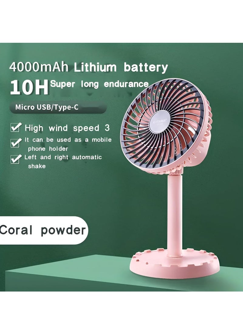 Reko Rechargeable Portable Mini Table Fan Strong Wind Left to Right Angle 45 Degrees 3 Speeds Table Fan, USB Charging for Home Office Travel RV Bedroom Outdoor (Multicolor) - Image 2