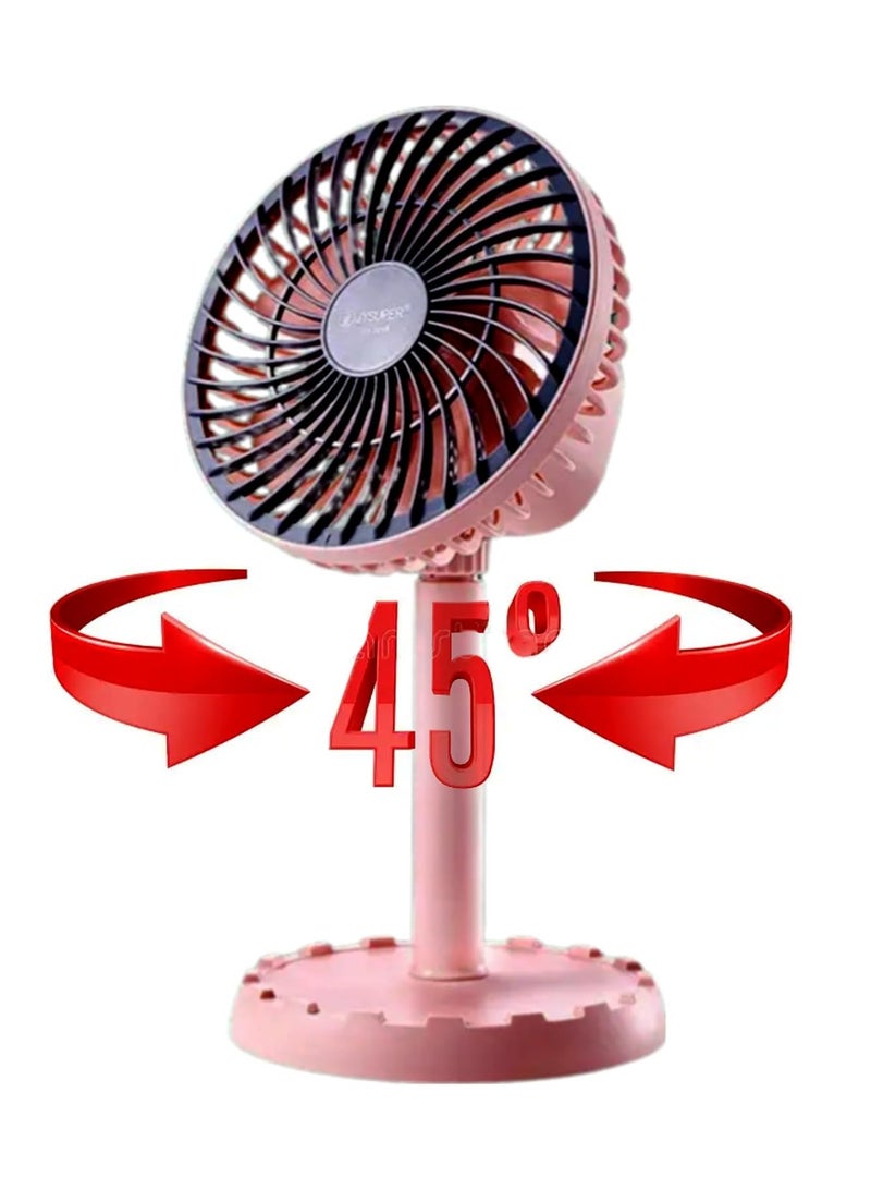 Reko Rechargeable Portable Mini Table Fan Strong Wind Left to Right Angle 45 Degrees 3 Speeds Table Fan, USB Charging for Home Office Travel RV Bedroom Outdoor (Multicolor) - Image 3