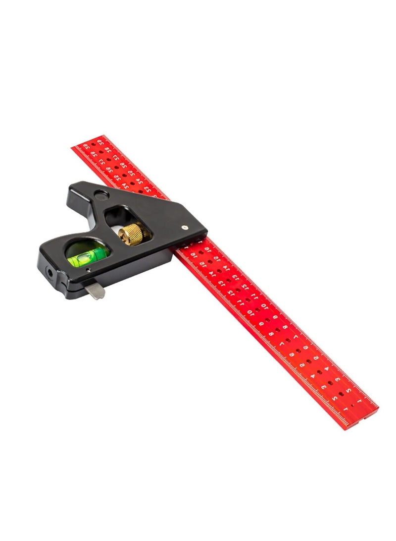 Zikra Combination Square Set, Square Ruler, Multifunctional Framing Square 30CM, Accurate 90/45 Degree Angles Square tool, Metal Measuring Instrument for DIY Enthusiasts and Professional Carpenters - Image 1