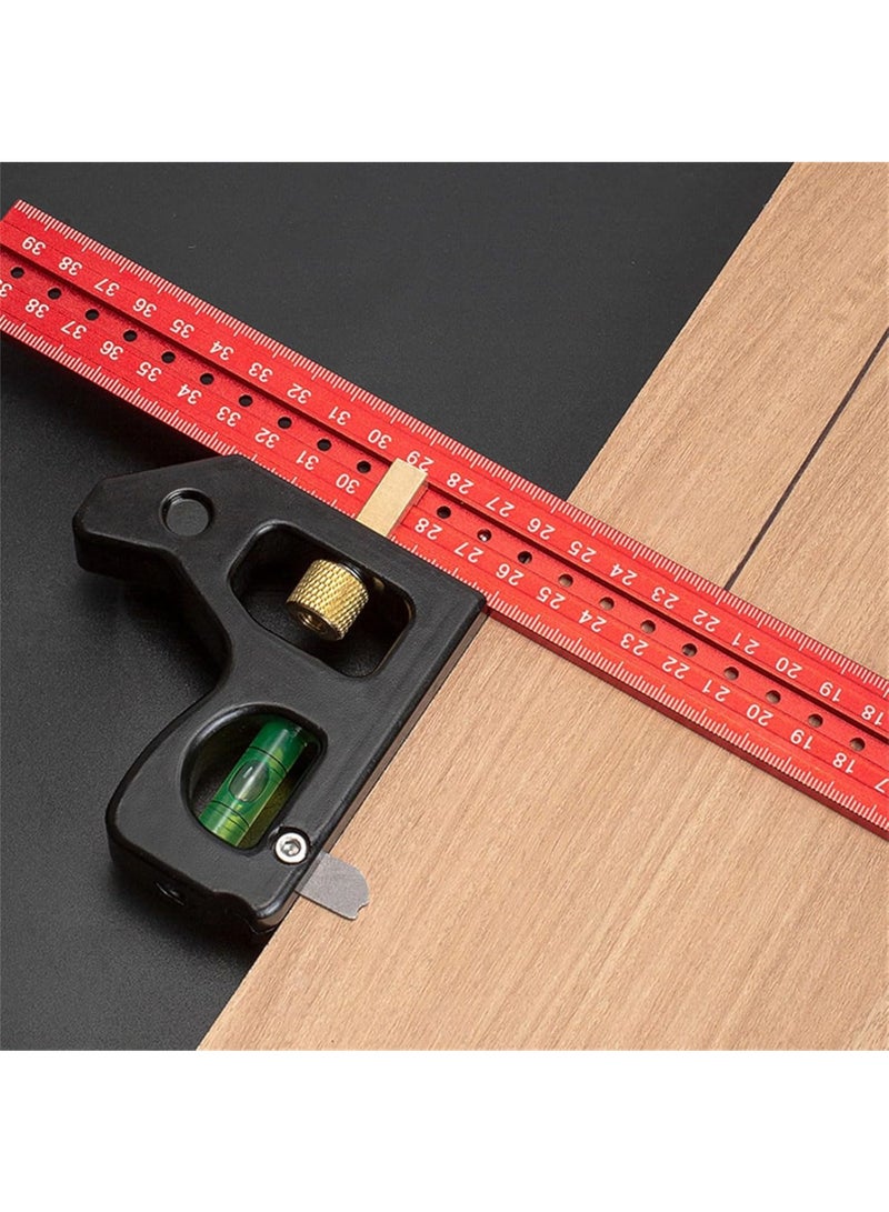 Zikra Combination Square Set, Square Ruler, Multifunctional Framing Square 30CM, Accurate 90/45 Degree Angles Square tool, Metal Measuring Instrument for DIY Enthusiasts and Professional Carpenters - Image 2
