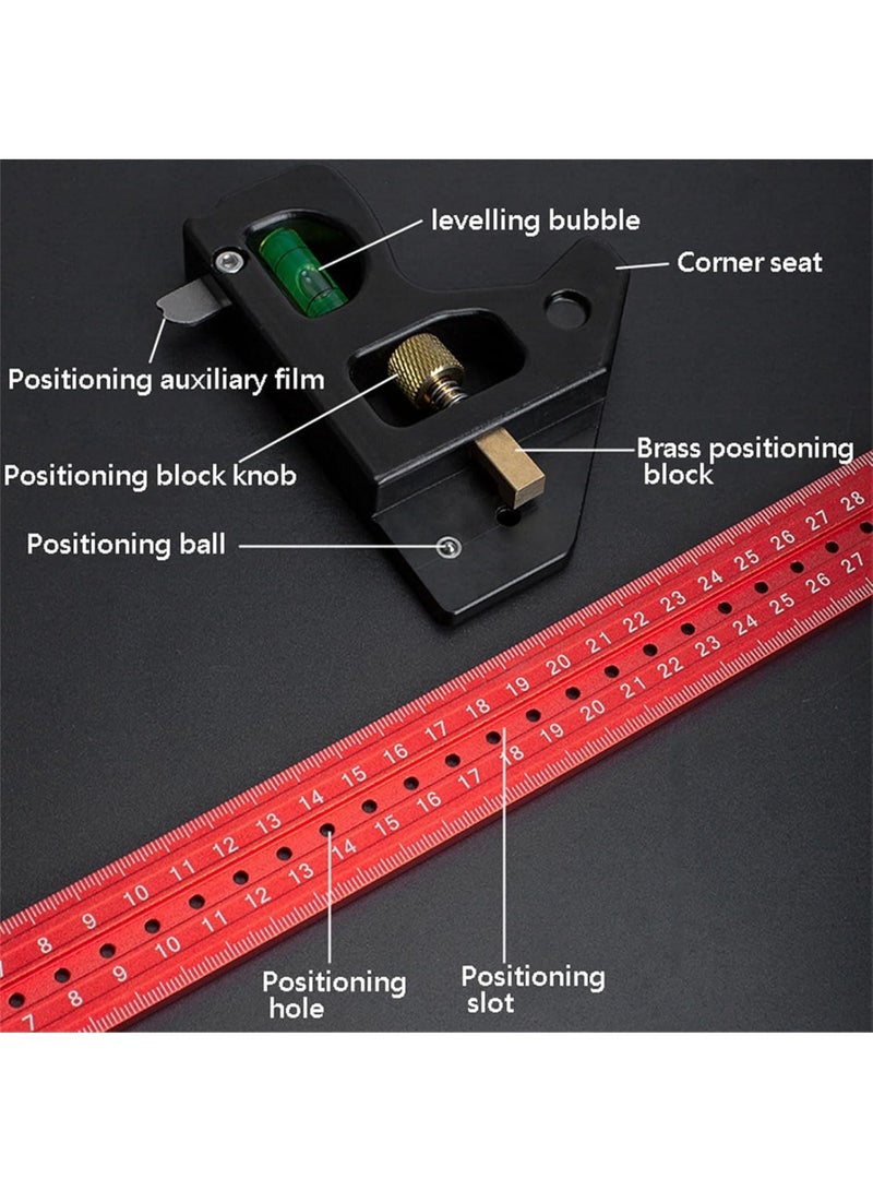 Zikra Combination Square Set, Square Ruler, Multifunctional Framing Square 30CM, Accurate 90/45 Degree Angles Square tool, Metal Measuring Instrument for DIY Enthusiasts and Professional Carpenters - Image 5