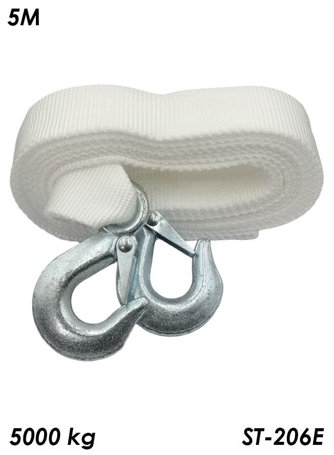 5M Heavy Duty Tow Rope ST-206E, 5000kg Break Strength, 50mm Polyester Webbing with Steel Safety Hooks, Emergency Towing Strap for Car, SUV, Jeep, Van, Trailer and 4x4 Recovery - Image 2