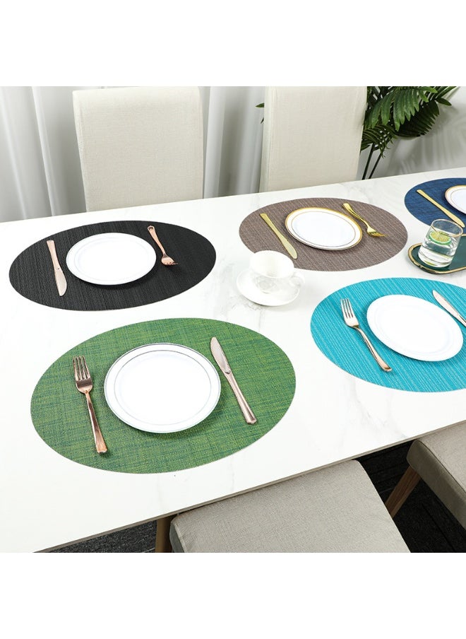 NIBEMINENT 2pcs Hotel Restaurant Vertical Non-slip Insulation Western Placemat Oval Coffee Table Mat  - Image 4