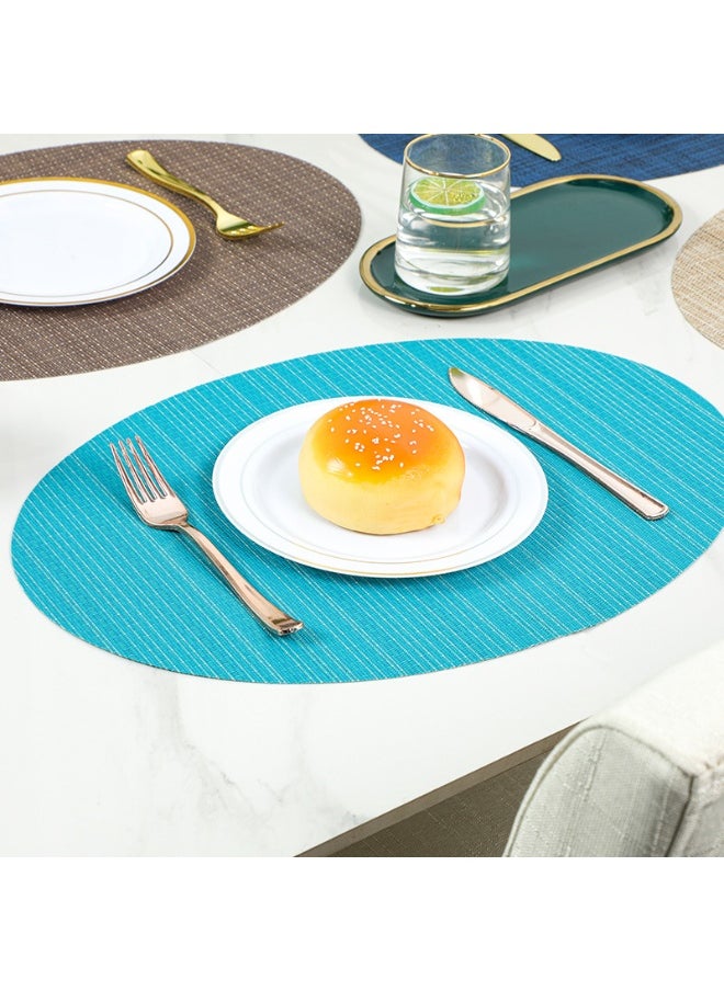 NIBEMINENT 2pcs Hotel Restaurant Vertical Non-slip Insulation Western Placemat Oval Coffee Table Mat  - Image 2