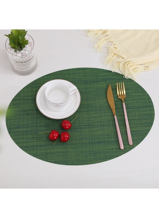 NIBEMINENT 2pcs Hotel Restaurant Vertical Non-slip Insulation Western Placemat Oval Coffee Table Mat  - Image 1