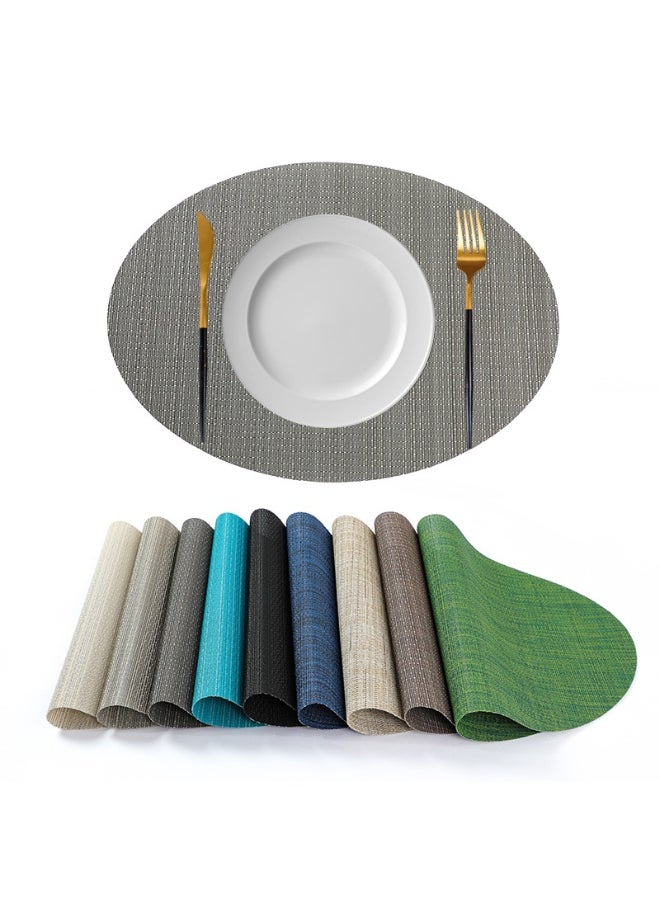 NIBEMINENT 2pcs Hotel Restaurant Vertical Non-slip Insulation Western Placemat Oval Coffee Table Mat  - Image 3