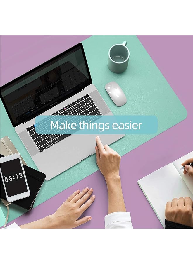 erorex Multifunctional Office Desk Pad Ultra Thin Waterproof Pu Leather Mouse Pad Dual Use Desk Writing Mat For Office Home9045 Cm，Blue + Green Yly2047 Gr 90 90 X 45Cm - Image 5