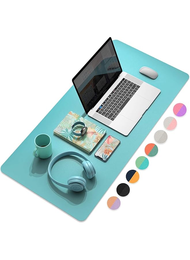 erorex Multifunctional Office Desk Pad Ultra Thin Waterproof Pu Leather Mouse Pad Dual Use Desk Writing Mat For Office Home9045 Cm，Blue + Green Yly2047 Gr 90 90 X 45Cm - Image 1