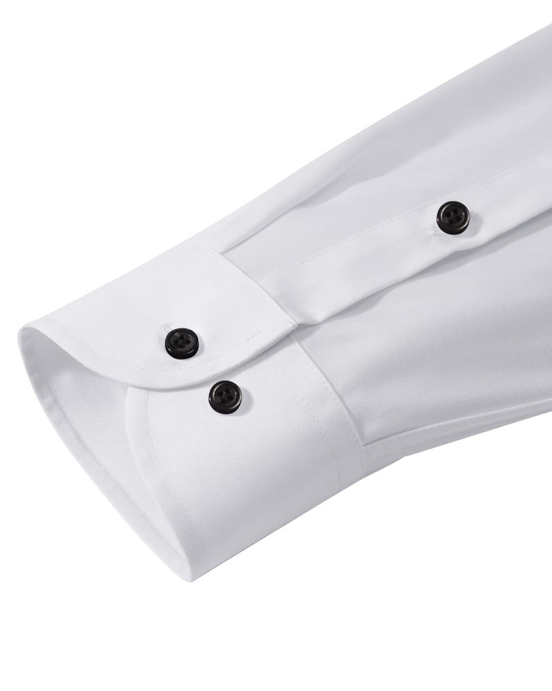 Lusead White Button Down Shirts for Men Tuxedo Long Sleeve Wedding Stretch Wrinkle Free Slim Fit Formal Mens Dress Shirt - Image 5