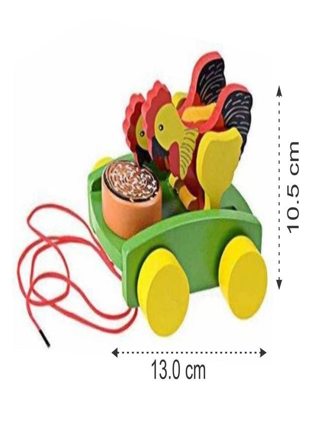 Neotea Wooden Musical Pull Along Toy Cute Chicken Drumming Pull Along Car with Attached String Pack of 1 | for 12 Months & Above Kids, Toddlers, Infant & Preschool Toys | Encourage Walking -Multicolor - Image 5