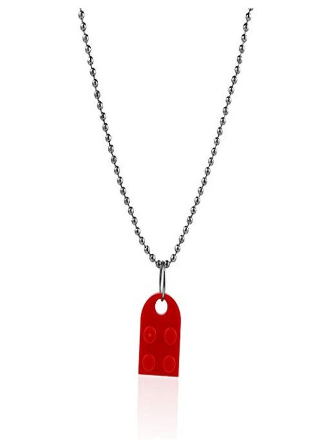 Pingyongchang Couples Colorful Brick Heart Pendant Shaped Necklace for Friendship 2 Two Piece Keychain Puzzle Jewelry Set Made with Elements Valentine's Day Best Friend-Red - Image 3