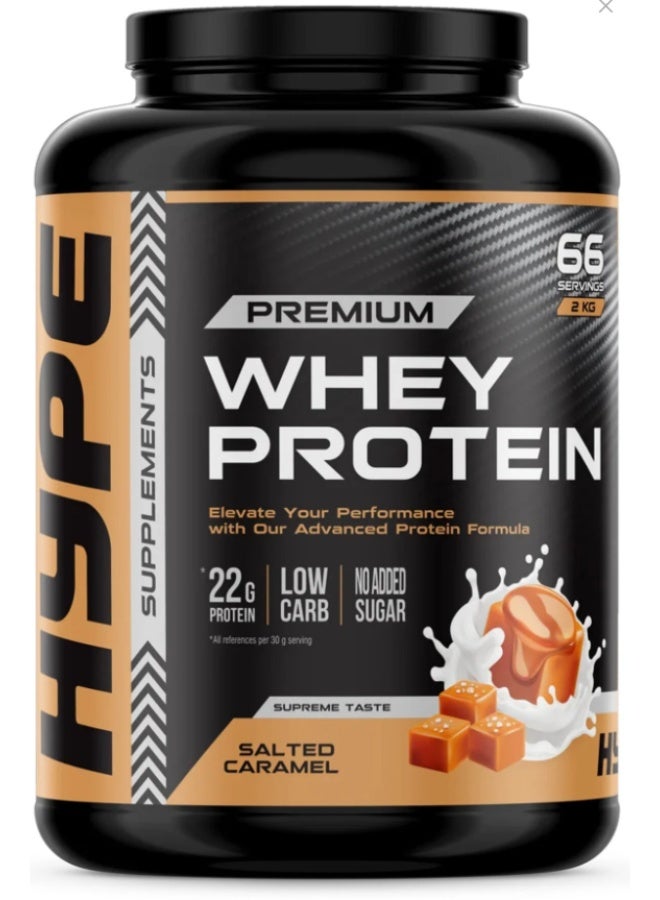 Hype Whey Protein Powder SALTED CARAMEL | 2kg | 22g Protein, Low Sugar for Muscle Growth