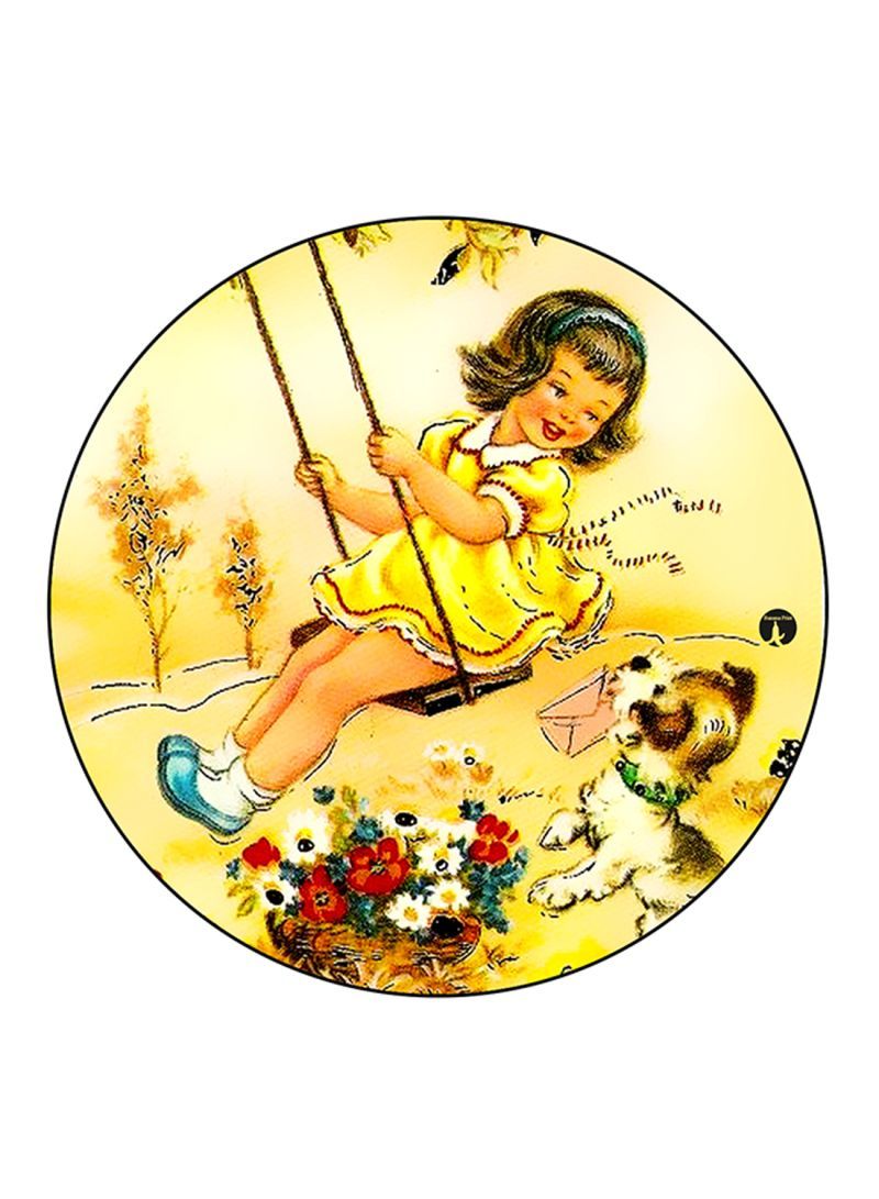 RKN Girl Printed Fridge Magnet Round  Multicolour - Image 1