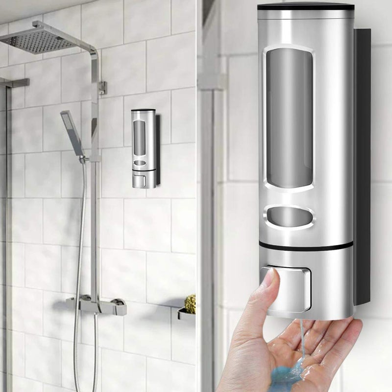 ELECRANGE Staineless Steel 5X Magnifying Shaving Makeup Mirror with ABS Plastic 400ML Liquid Soap Dispenser for Bathroom Bathroom Accessories Combo Set for Home Chrome - Image 3