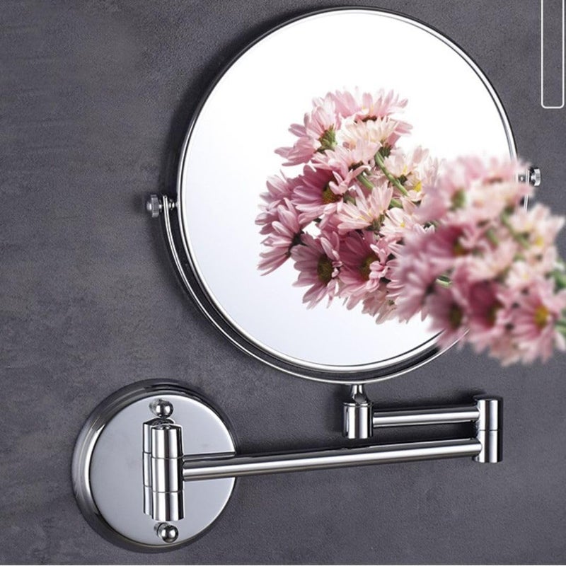 ELECRANGE Staineless Steel 5X Magnifying Shaving Makeup Mirror with ABS Plastic 400ML Liquid Soap Dispenser for Bathroom Bathroom Accessories Combo Set for Home Chrome - Image 2