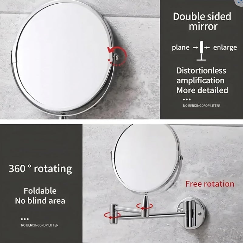 ELECRANGE Staineless Steel 5X Magnifying Shaving Makeup Mirror with ABS Plastic 400ML Liquid Soap Dispenser for Bathroom Bathroom Accessories Combo Set for Home Chrome - Image 4