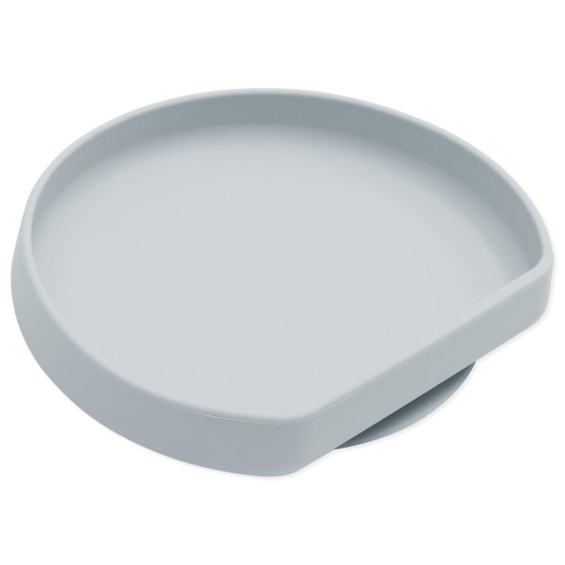Bumkins Toddler and Baby Suction Plate Silicone Grip Dish for Babies and Kids Baby Led Weaning Children Feeding Supplies Non Skid Sticky Bottom Platinum Silicone Ages 6 Months Up Gray