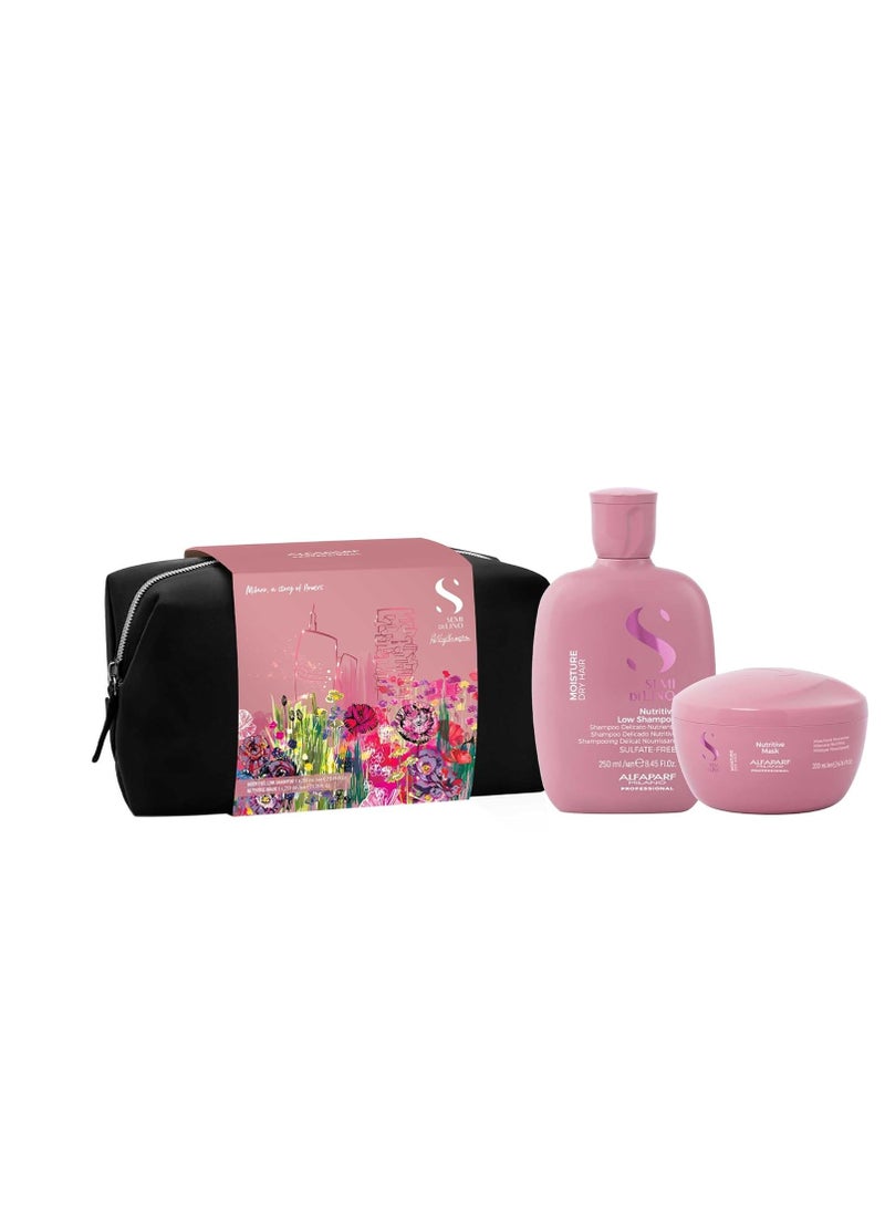 ALFAPARF MILANO Alfaparf Milano Semi di Lino Moisture Nutritive Sulfate Free Shampoo and Hair Mask Set for Dry Hair - Hydrates, Nourishes, Softens - Safe on Color Treated Hair - Adds Shine and Softness  - Image 1